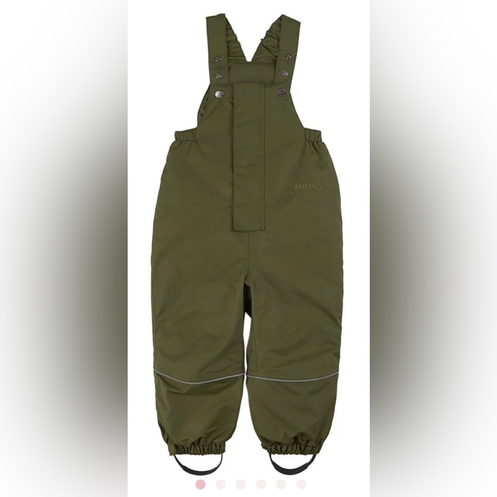 NWT Kuling moss green snow bib/winter toddler pants, size 3-4T